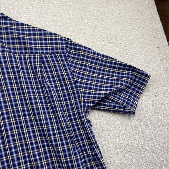 Paul & Shark Yachting Shirt Men Sz 44 Plaid Blue / Brown Short Sleeve Soft Touch - Picture 14 of 16